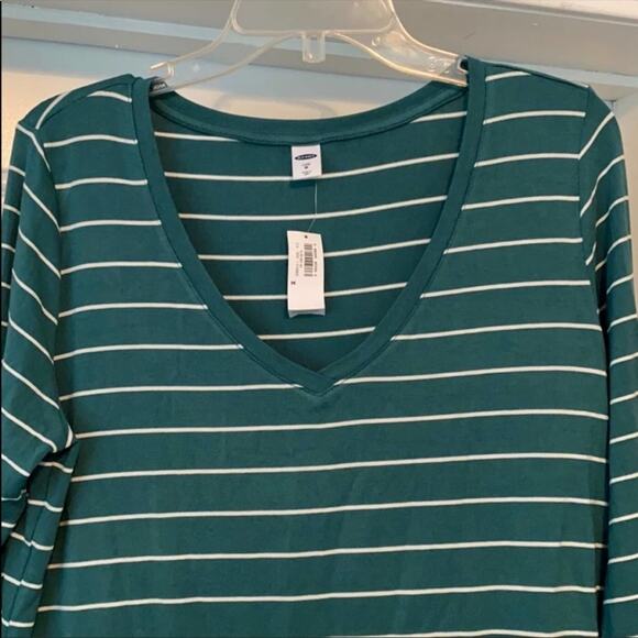 Teal Green & White Striped Old Navy Long Sleeve - Picture 4 of 9